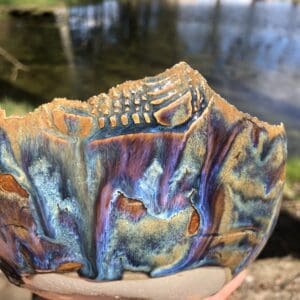 Räucherschale Keramik Geschirr Steingut regional bunt Unikat Design räuchern mit Kohle