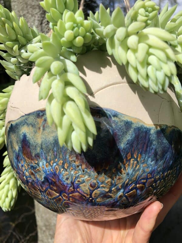 getöpferte Blumenampel Mandala Keramik Matcha Schale getöpfert Geschirr Design Unikat regional