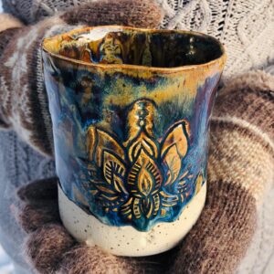 Handgemachter Kakaozeremonie-Becher handgemachte Kaffebecher Kakaozeremonie Becher Keramik Tasse Ritual Steingut getöpfert handgemacht