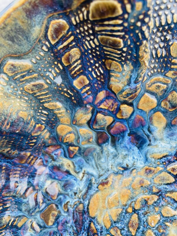 Salatschüssel Keramik Obstschale getöpfert handgemacht bunt blau