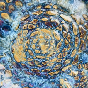 Salatschüssel Keramik Obstschale getöpfert handgemacht bunt blau