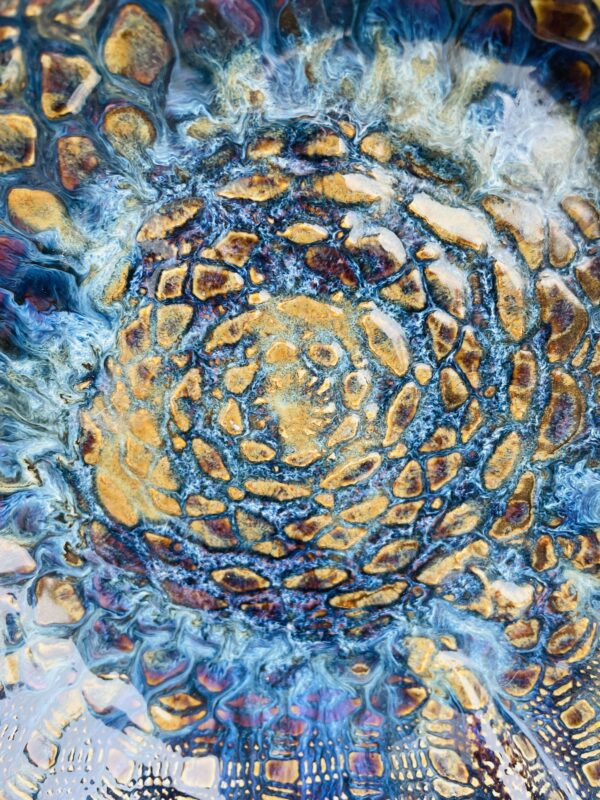 Salatschüssel Keramik Obstschale getöpfert handgemacht bunt blau