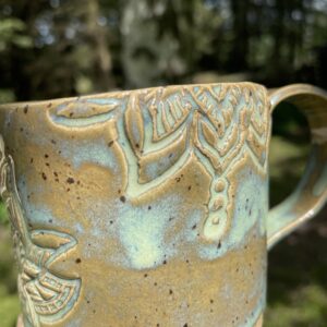 getöpferte tasse, türkis, keramik, handgemacht, regional, nachhaltig