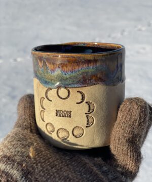 Geschenk für Yoga Liebhaber Mondphasen Becher Keramik Tasse handgemacht Mond Galaxie