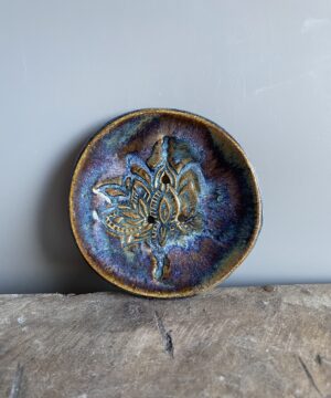seifenschale mit ablauf keramik handgemacht getöpfert blau Lotus Design boho vintage