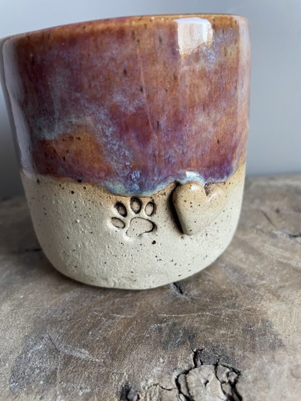 Becher Tasse Pfoten Pfote Hund Katze Liebhaber Freunde Geschenk Herz handgemacht getöpfert Geschenk