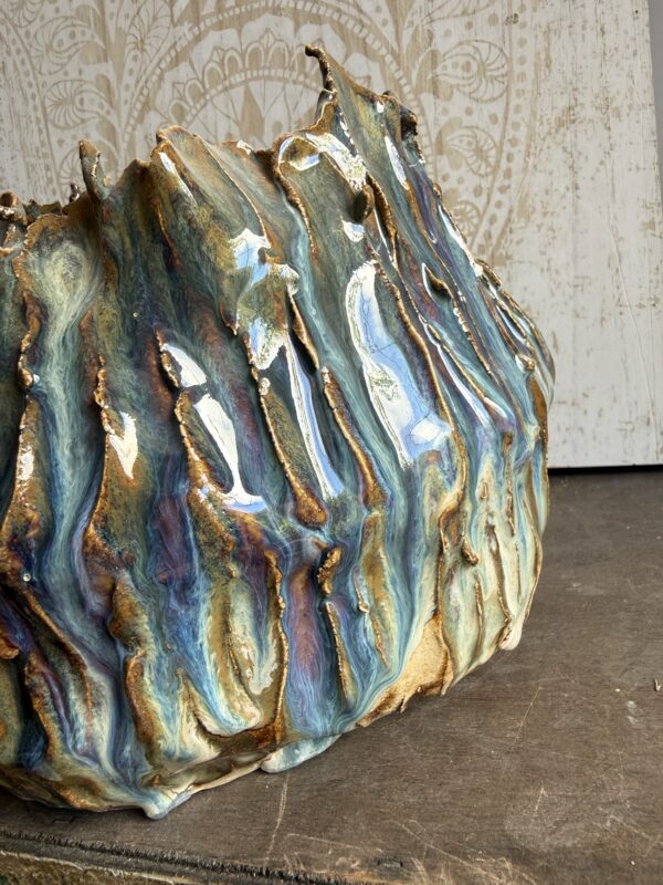 Exklusive Deko Schale Keramik Atlantik Keramik getöpfert Skulptur Einzelstück Unikat Wohnzimmer Designer einzigartige Skulptur aus Keramik