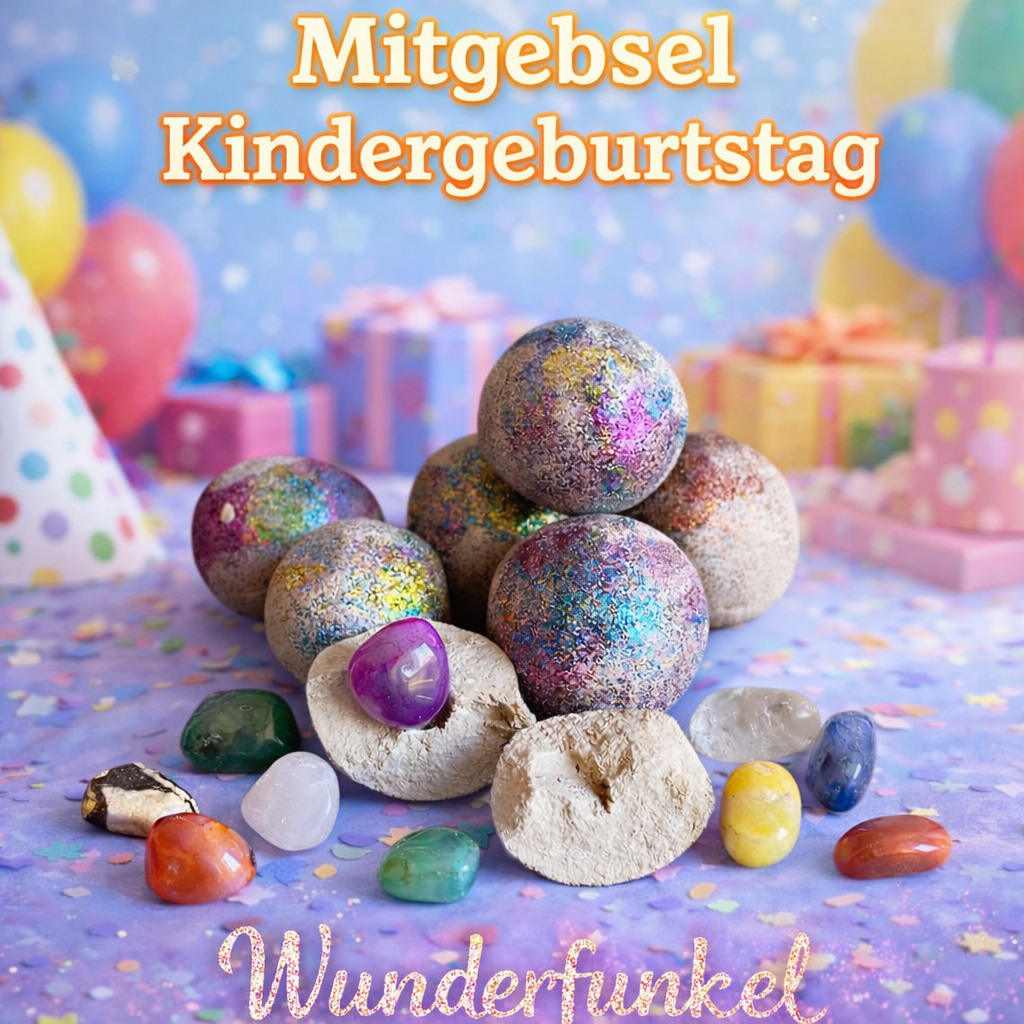 Mitgebsel Kindergeburtstag Wunderfunkel mit Edelstein als nachhaltiges Gastgeschenk