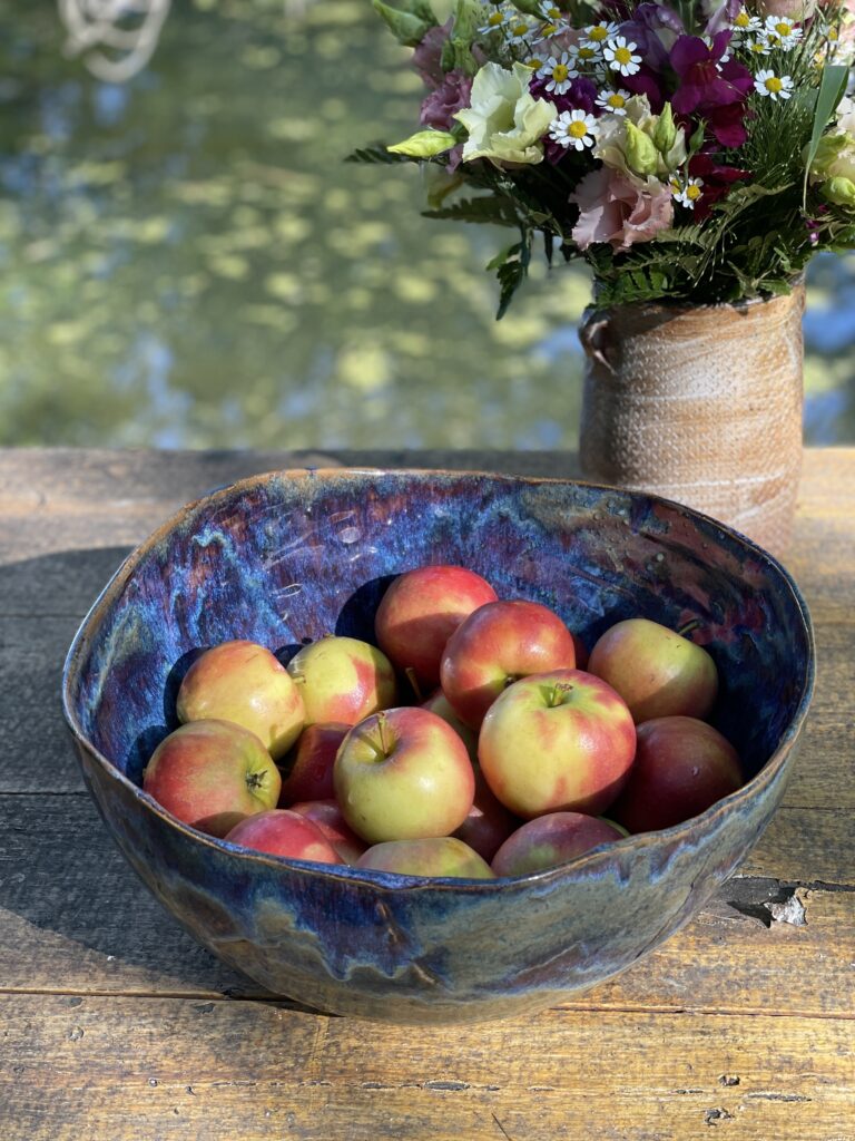 Obstschale Keramik groß blauhandgemacht