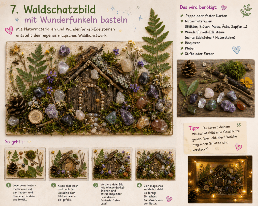Edelstein Bild Kindergeburtstag basteln Idee mit Edelsteinen Wunderfunkel Schatzsuche
