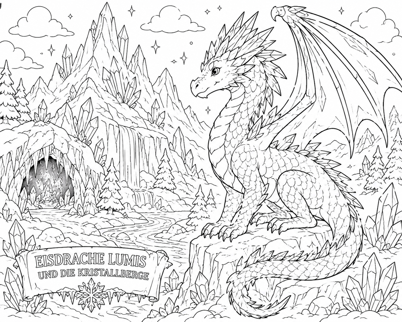 Ausmalbild Eisdrache Lumis Wunderfunkel