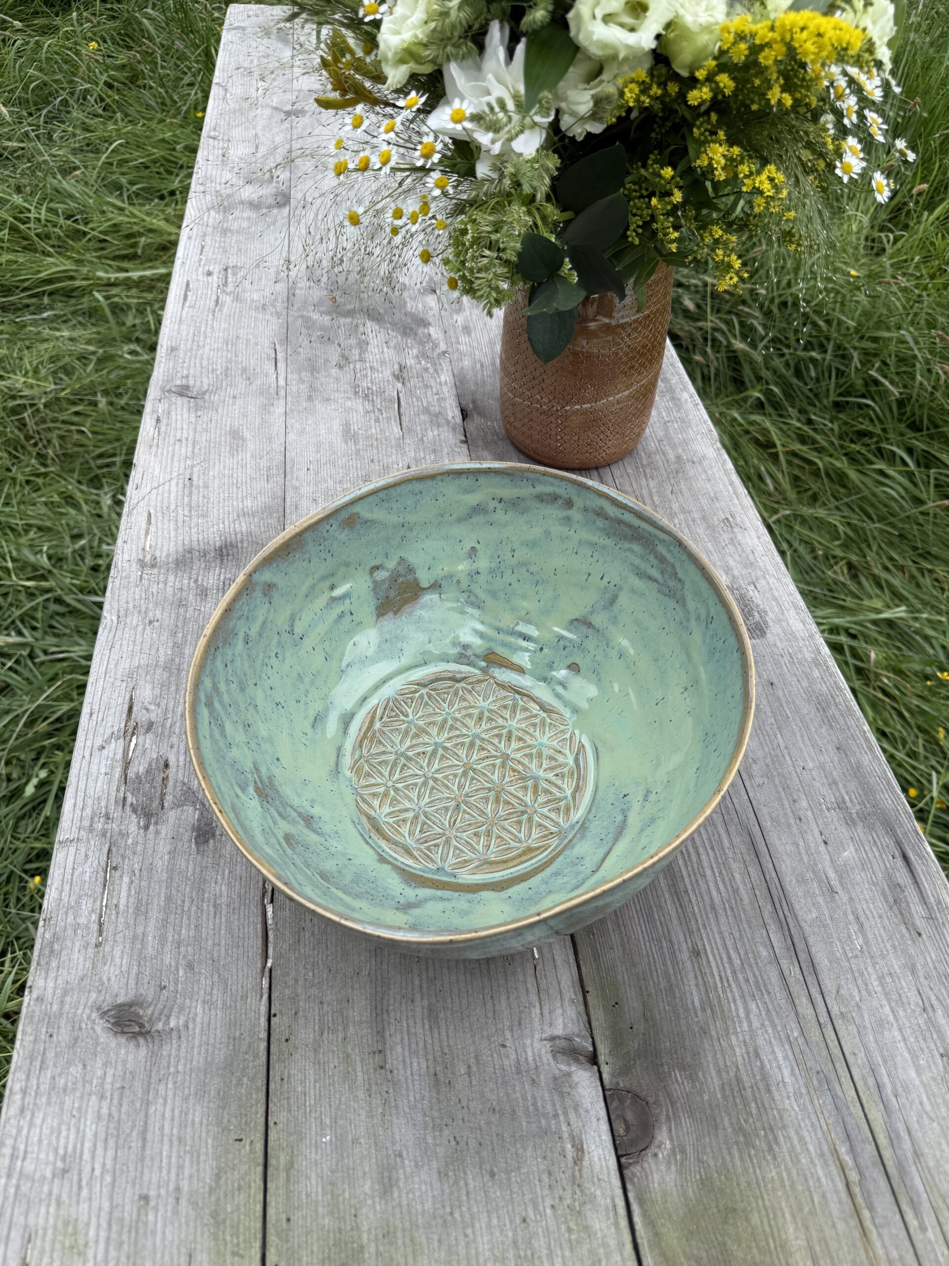Große Salatschüssel Keramik Türkis