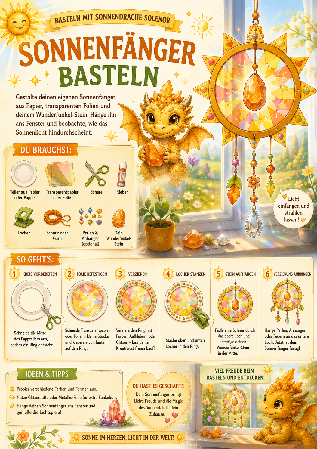 Sonnental Sonnenfänger basteln Wunderfunkel Welt basteln mini abenteuer mit Kindern Wunderfunkel ausmalbild
