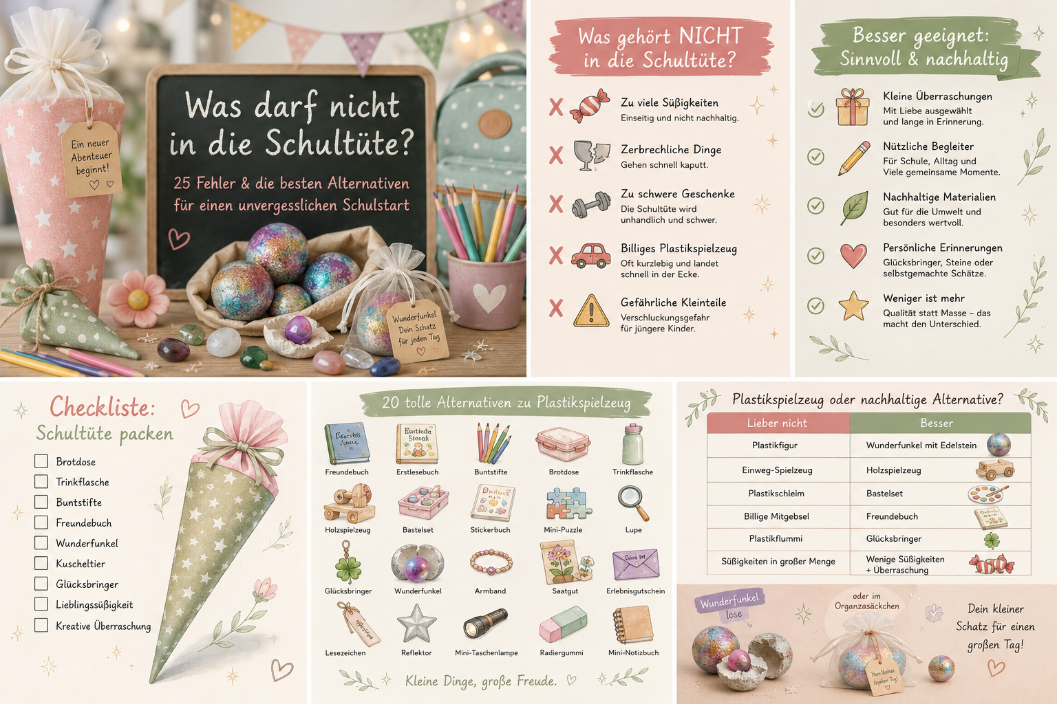 schultüte füllen Montessorie Was darf nicht in die Schultüte Alternative Wunderfunkel