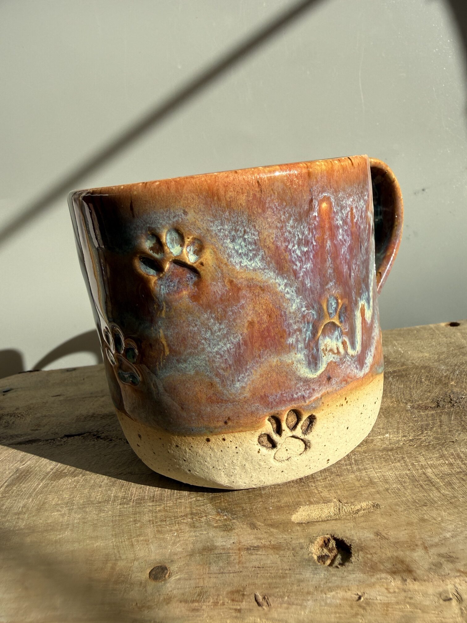 Keramik Tasse mit Pfoten für Kaffee Tee und Kakao