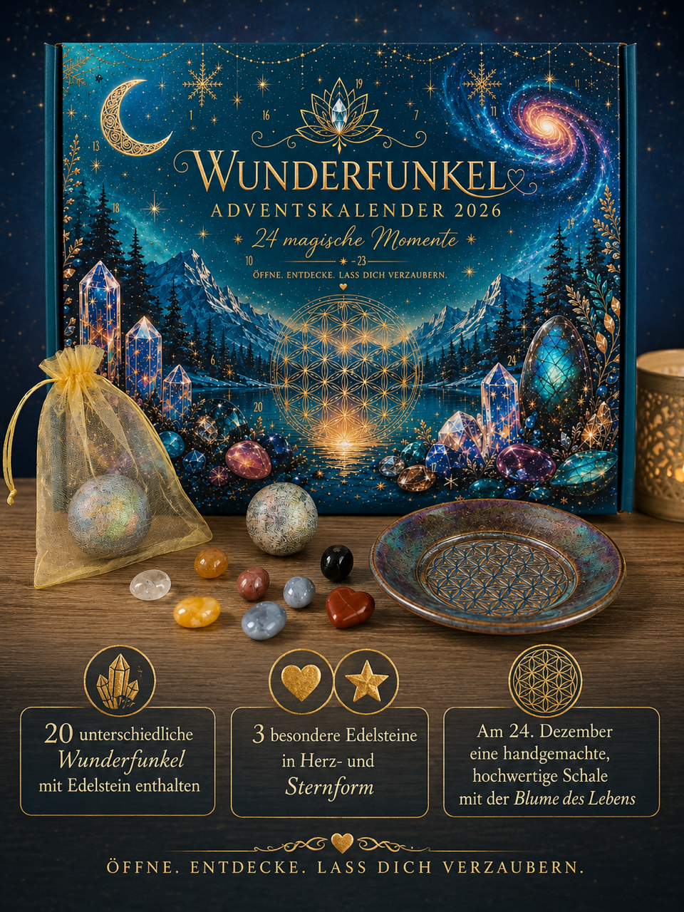 Ein besonderer Adventskalender für Frauen mit echten Edelsteinen