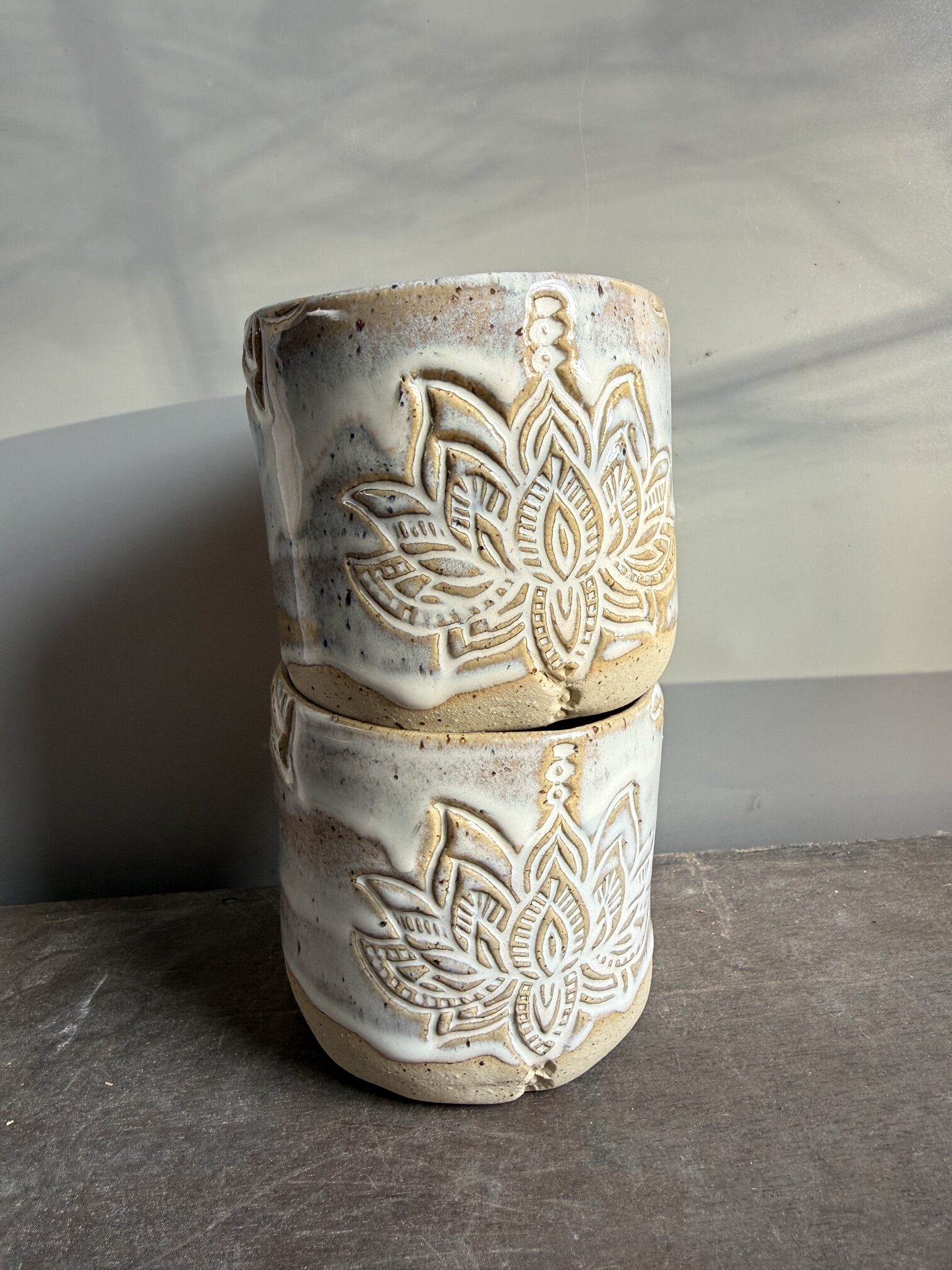 Keramik Becher Set – Lotus in Cremeweiß | Keramikbrand